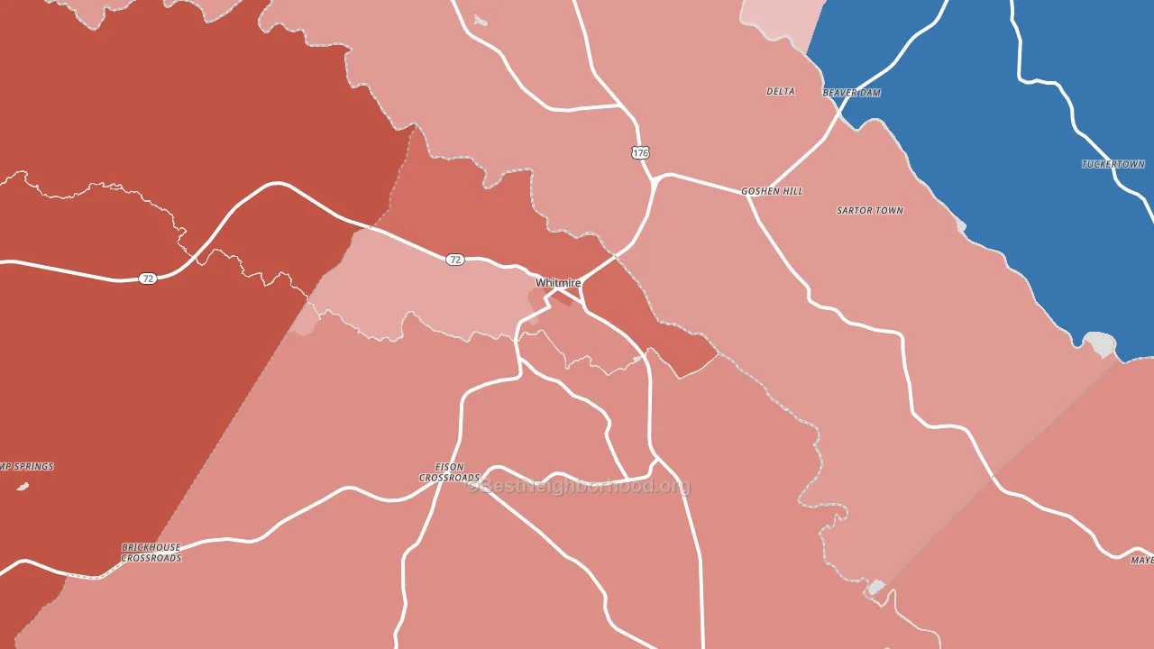 Whitmire, SC block-group political-lean map