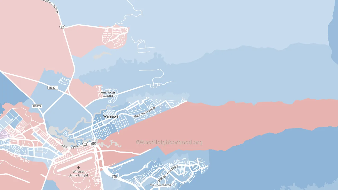 Whitmore Village, HI block-group political-lean map