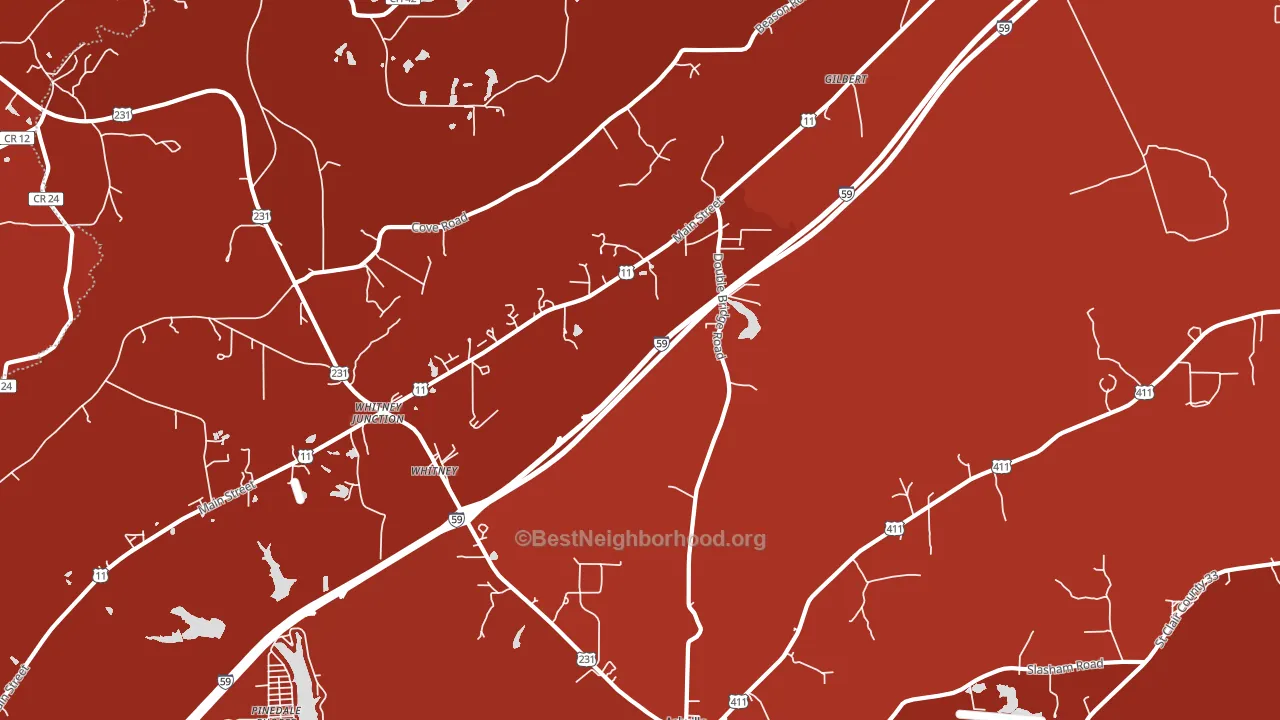 Whitney, AL block-group political-lean map