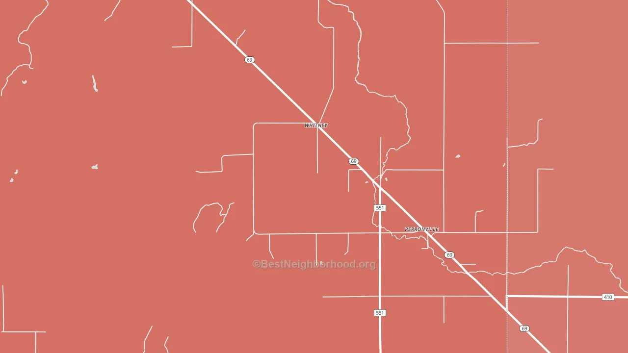 Whitney, MI block-group political-lean map