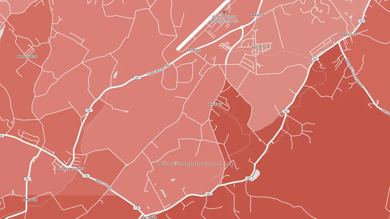 Whitney, PA block-group political-lean map