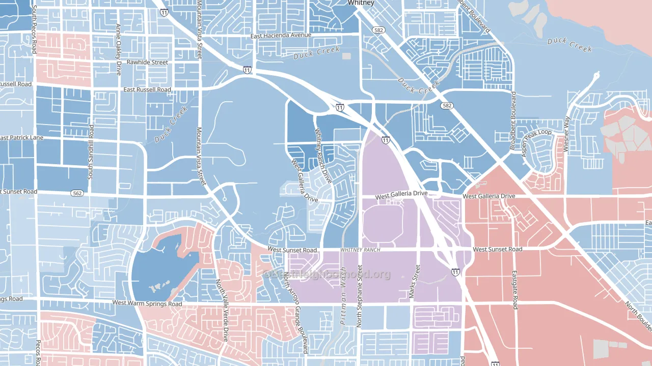 Whitney Ranch, Henderson, NV block-group political-lean map