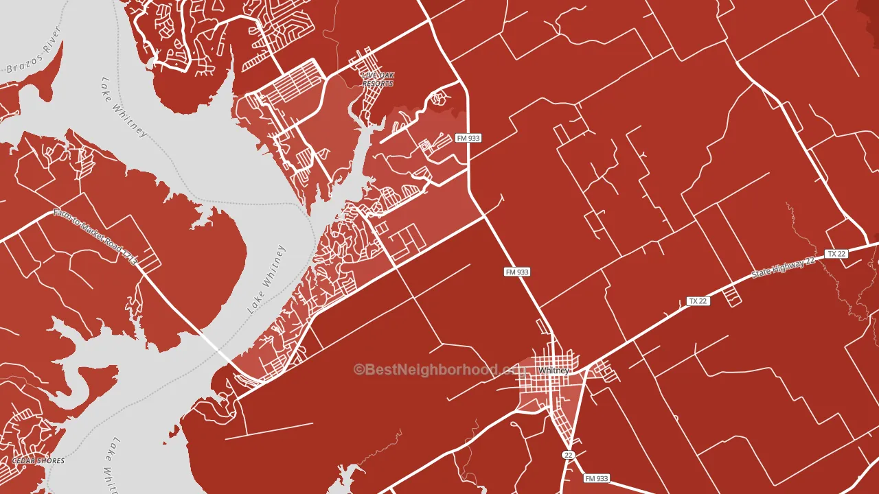 Whitney, TX block-group political-lean map