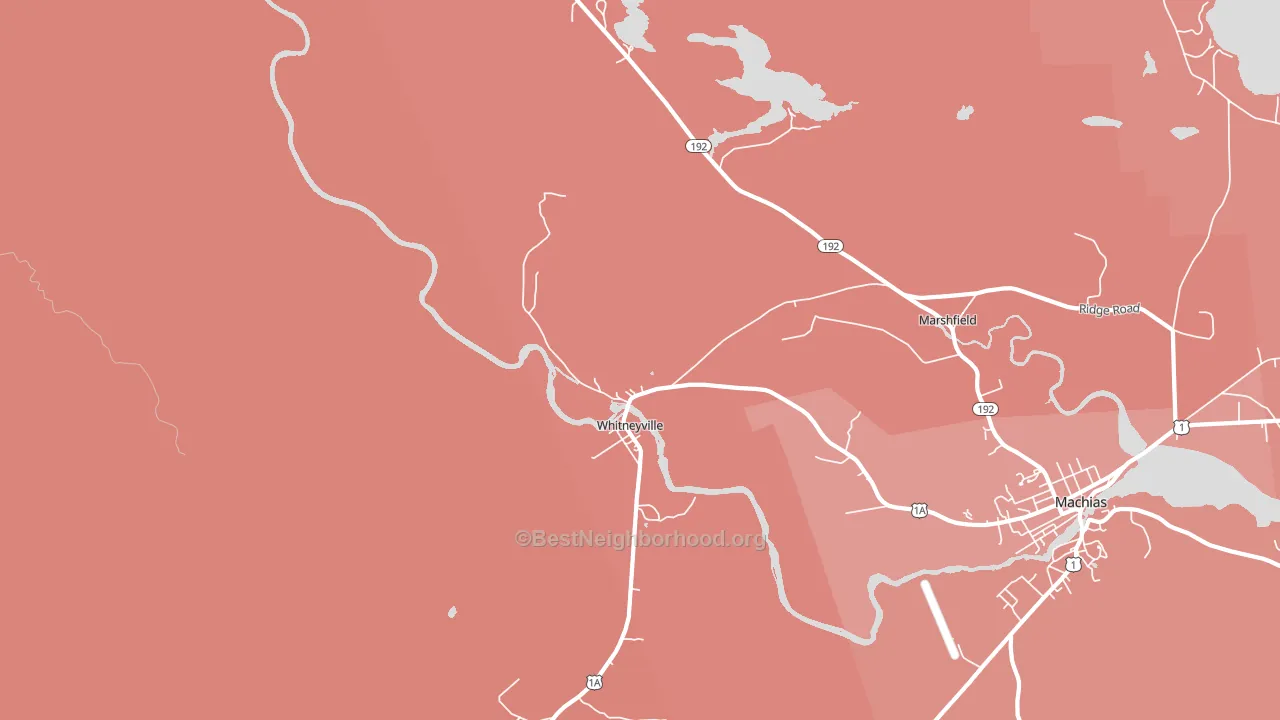 Whitneyville, ME block-group political-lean map