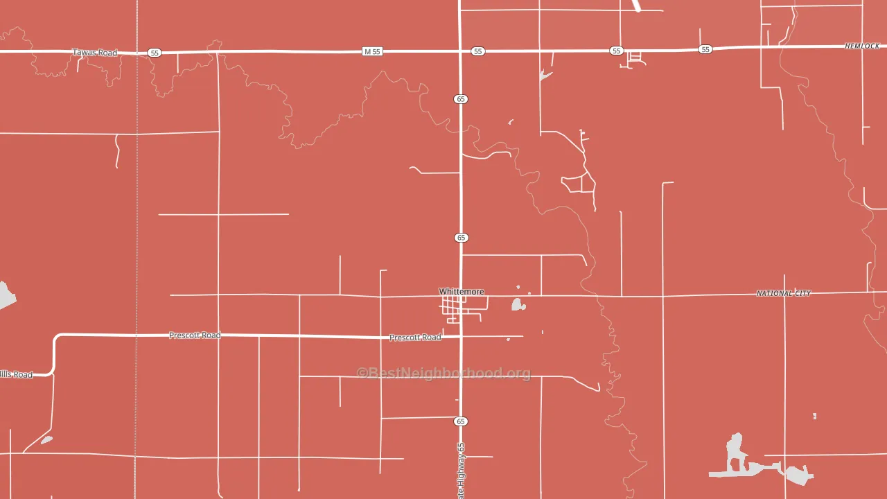 Whittemore, MI block-group political-lean map