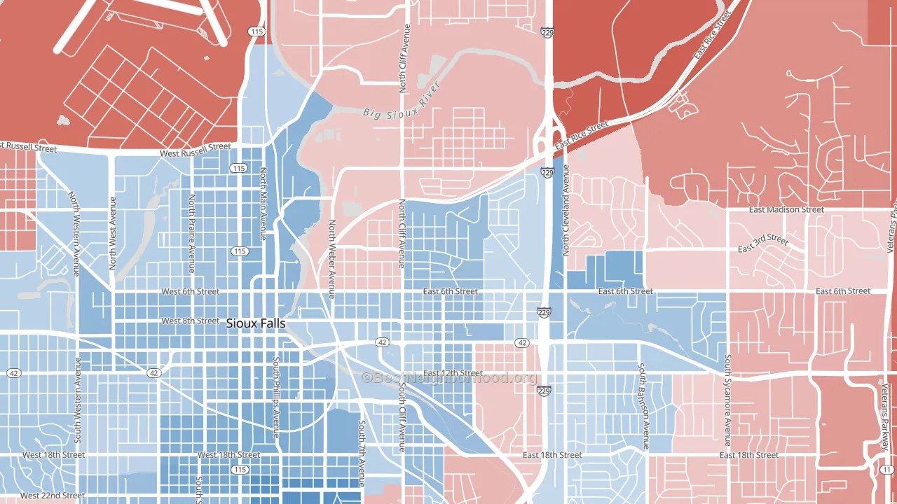 Whittier, Sioux Falls, SD block-group political-lean map