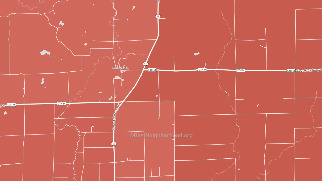 Whittlesey, WI block-group political-lean map