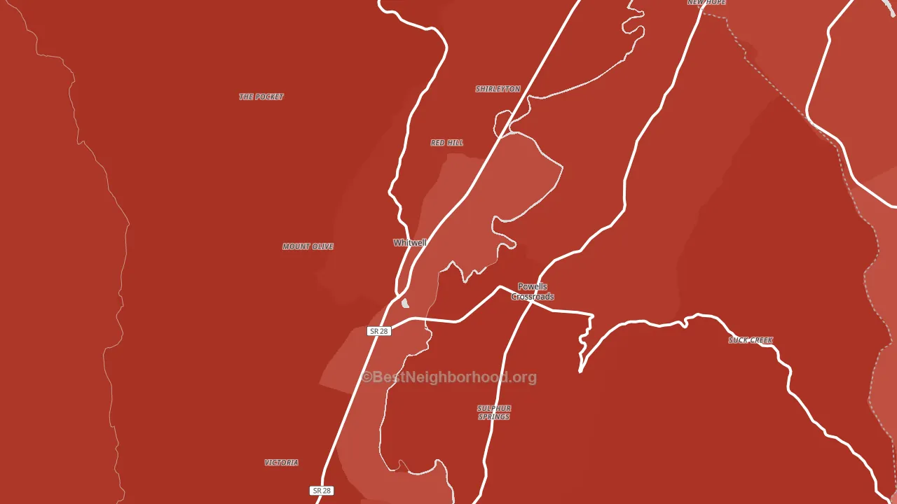 Whitwell, TN block-group political-lean map