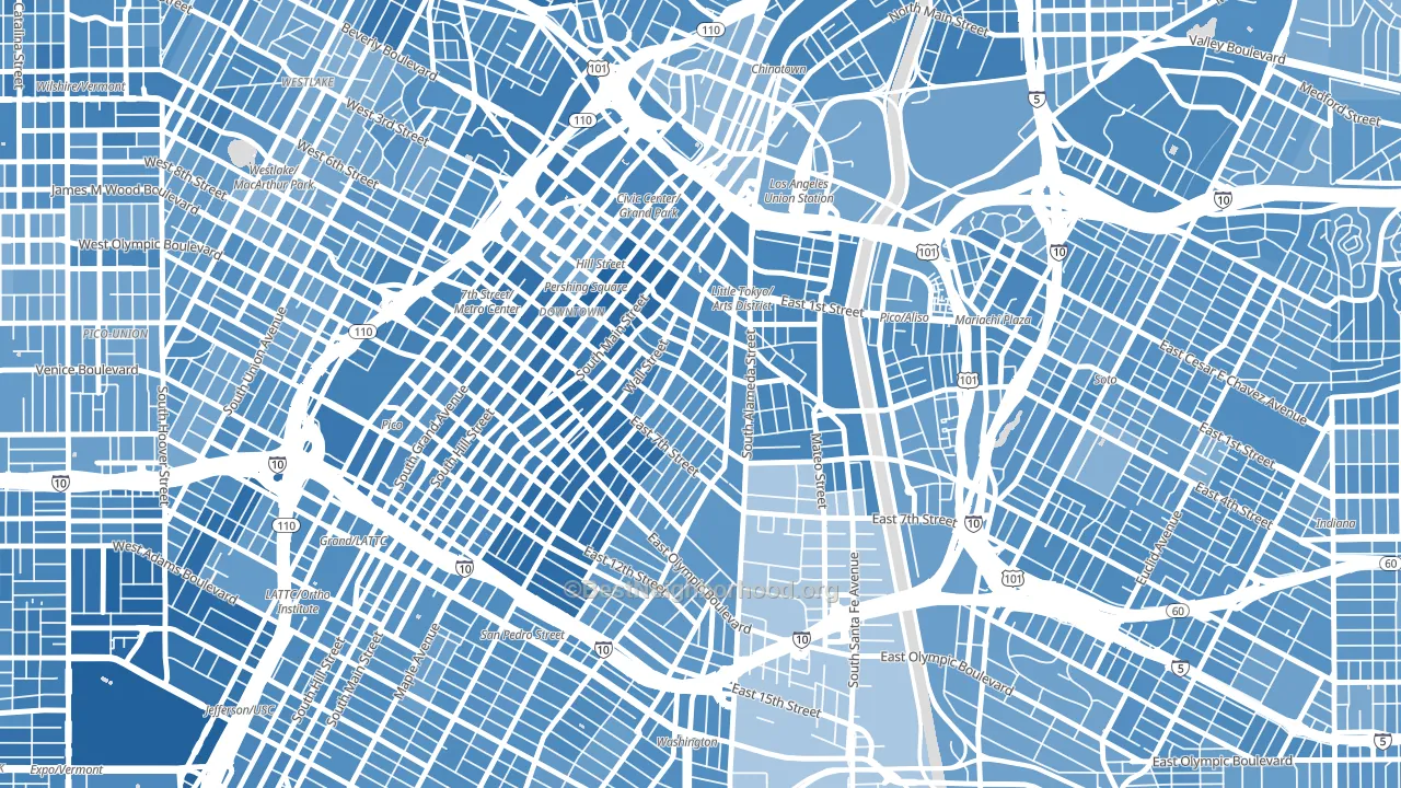 Wholesale District-Skid Row, Los Angeles, CA block-group political-lean map