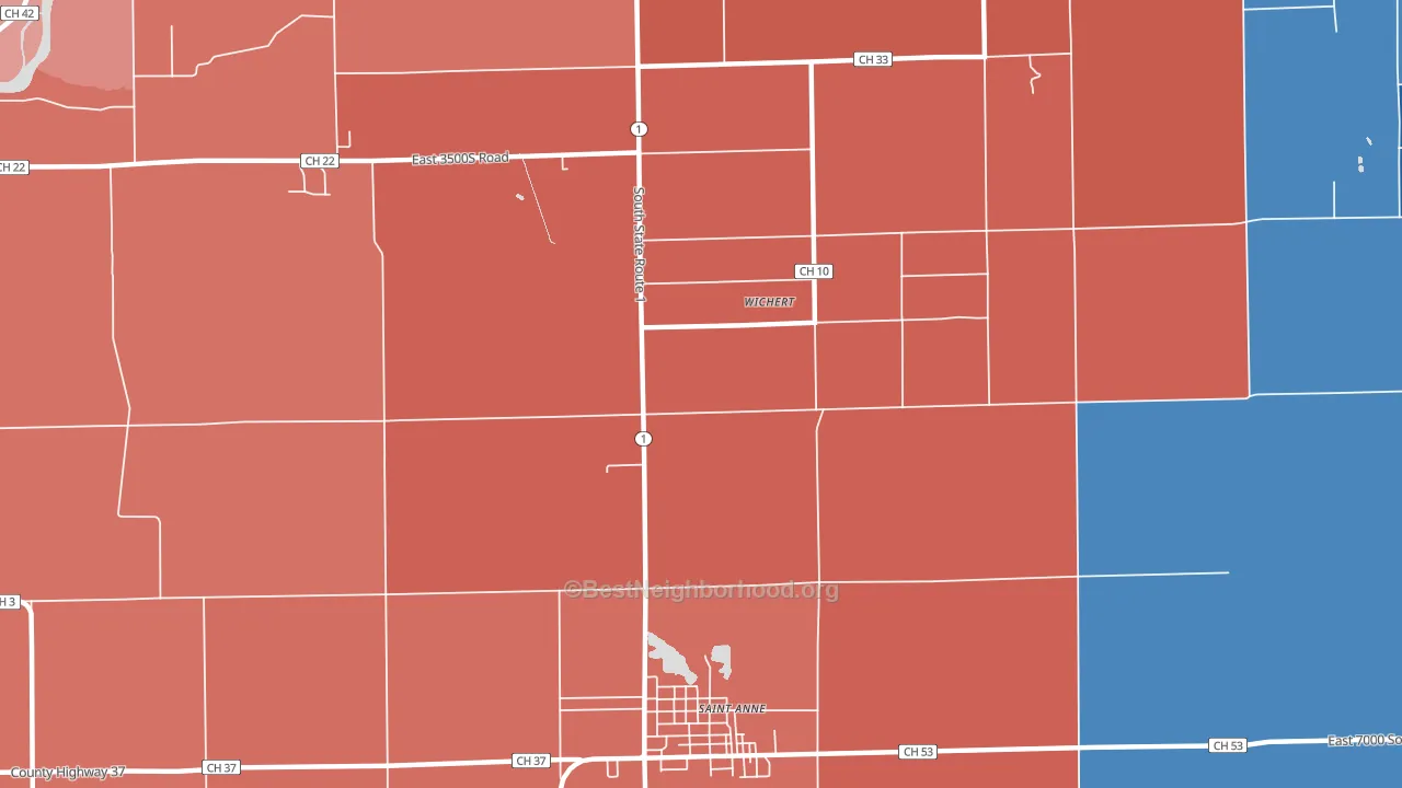 Wichert, IL block-group political-lean map