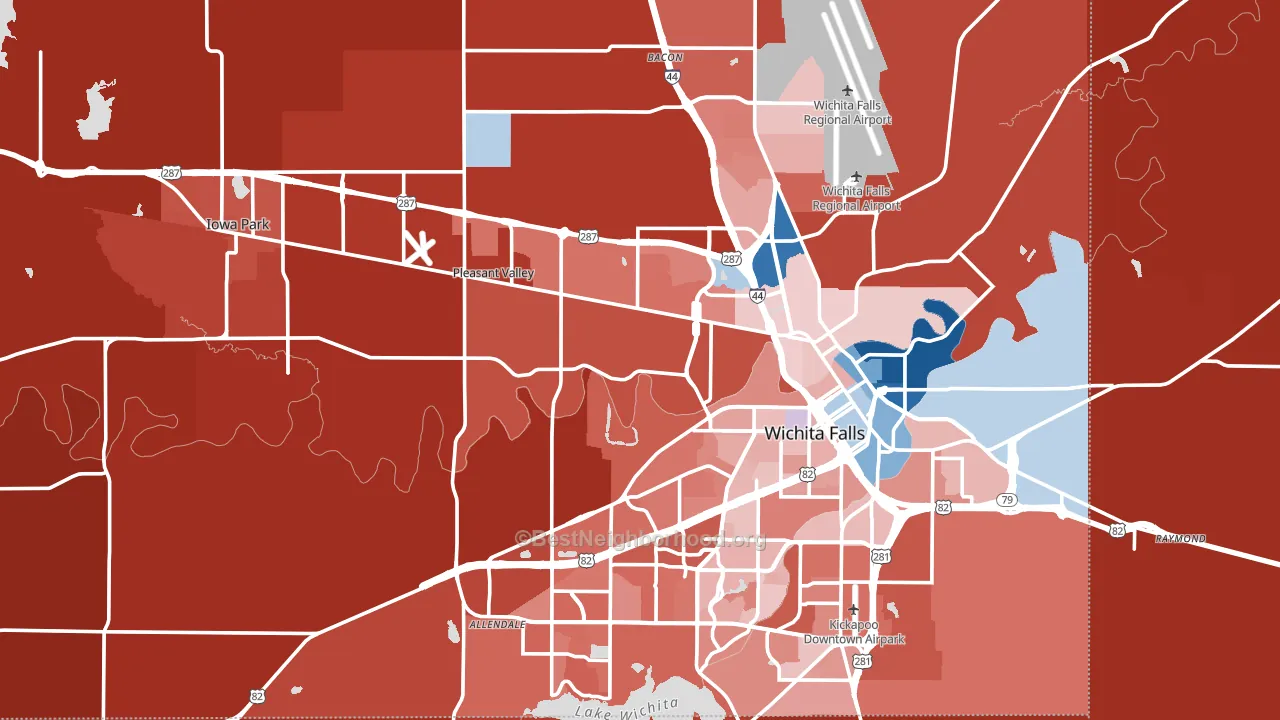 Wichita County, TX block-group political-lean map