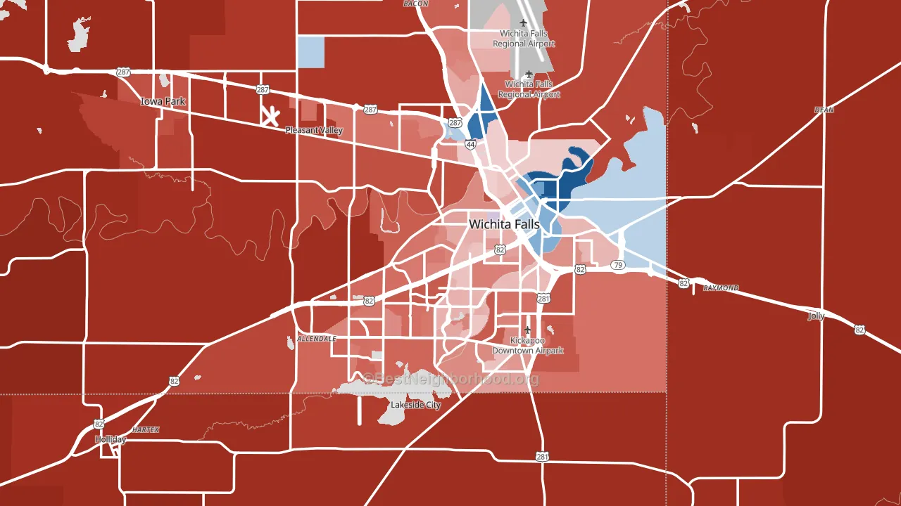 Wichita Falls, TX block-group political-lean map