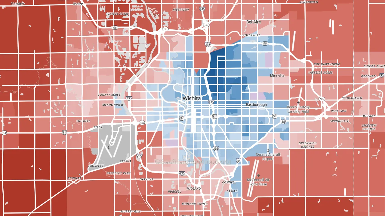 Wichita, KS block-group political-lean map
