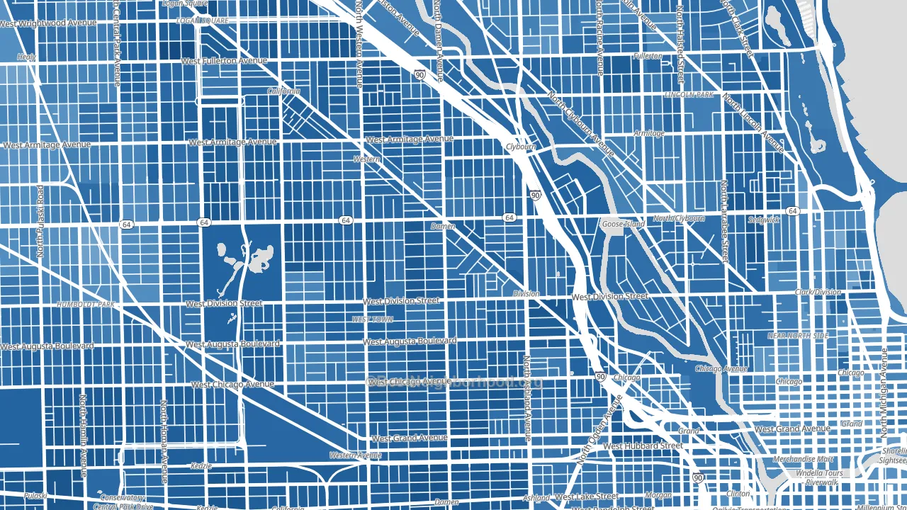 Wicker Park, Chicago, IL block-group political-lean map