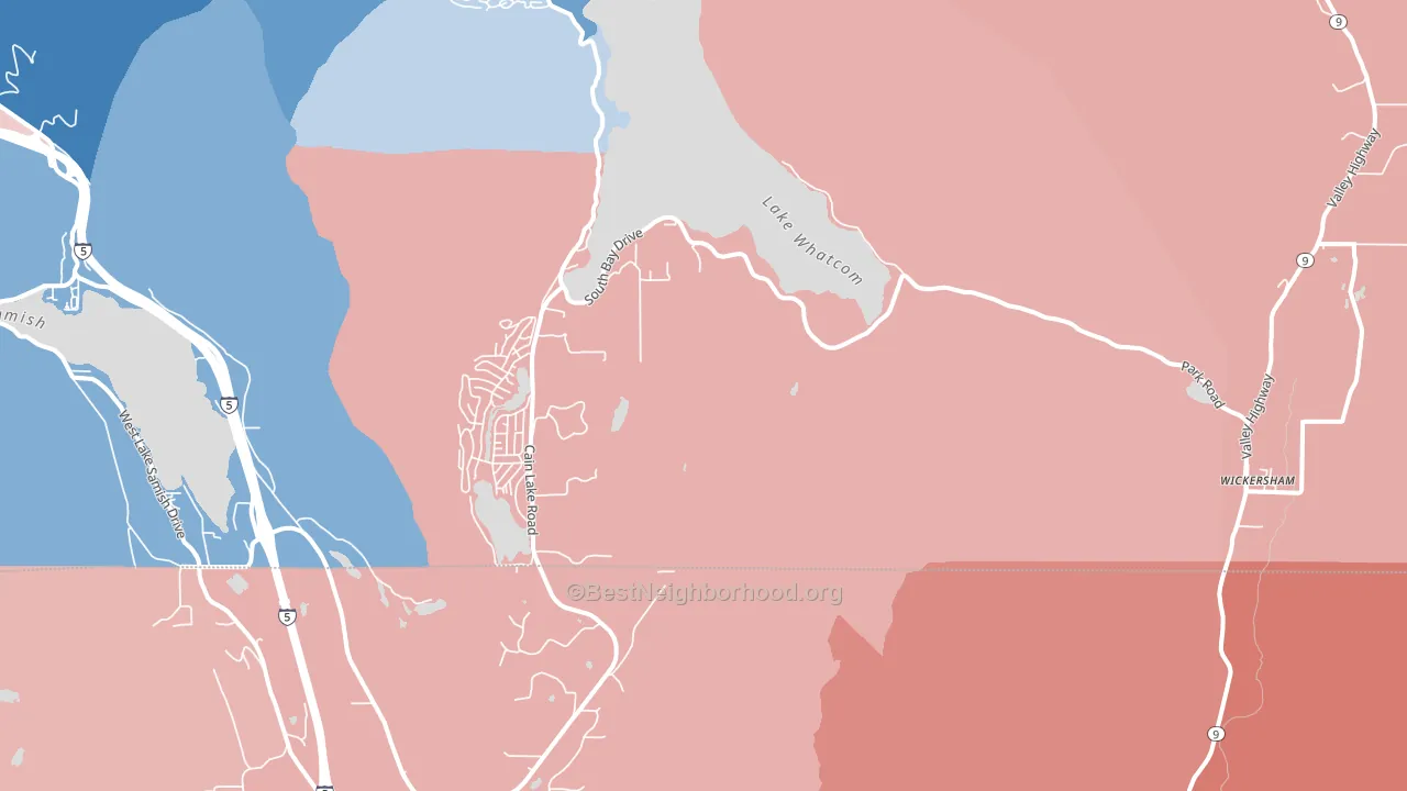 Wickersham, WA block-group political-lean map