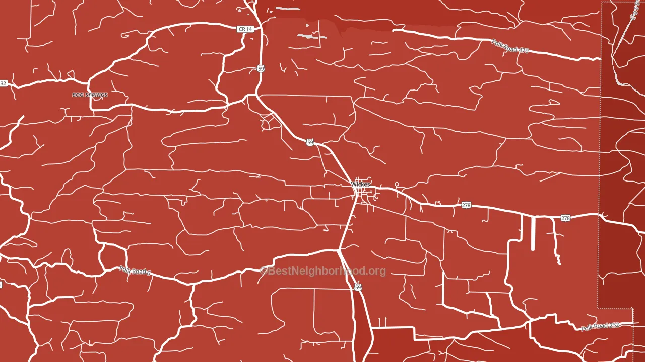 Wickes, AR block-group political-lean map