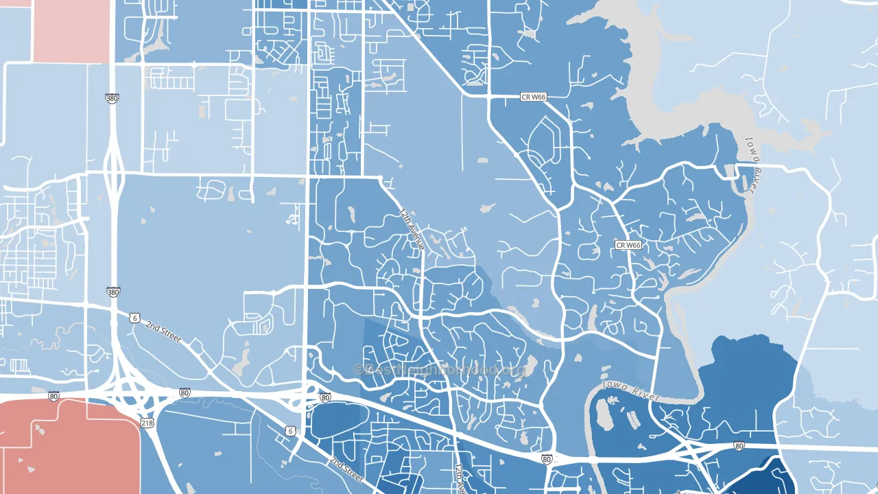 Wickham, Coralville, IA block-group political-lean map