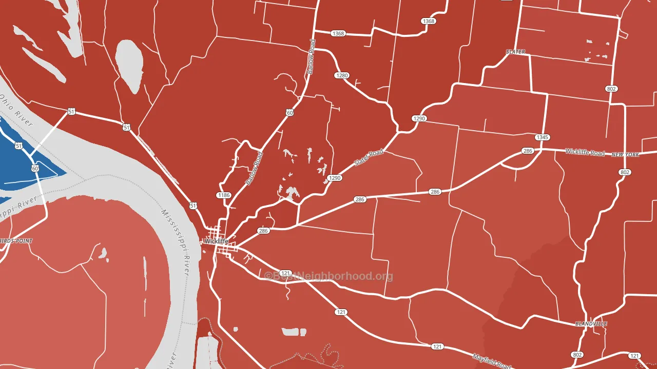 Wickliffe, KY block-group political-lean map