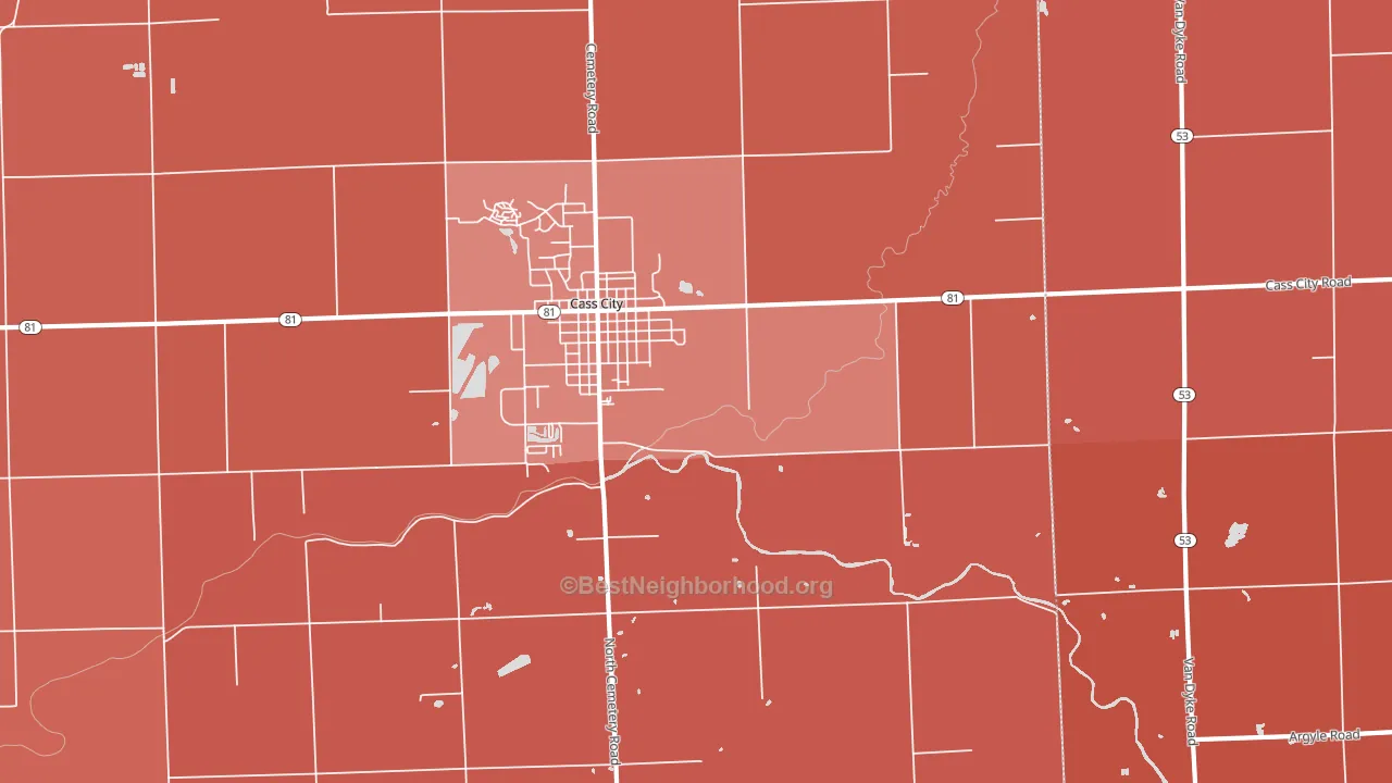 Wickware, MI block-group political-lean map