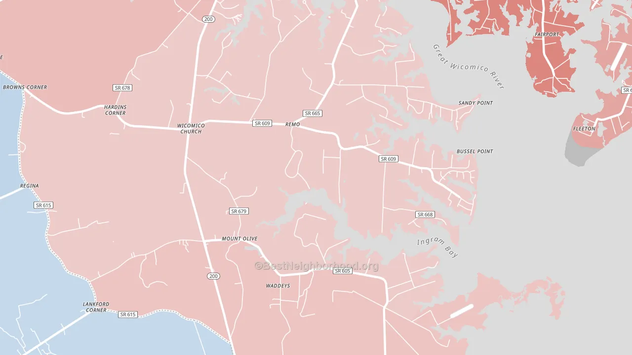 Wicomico Church, VA block-group political-lean map