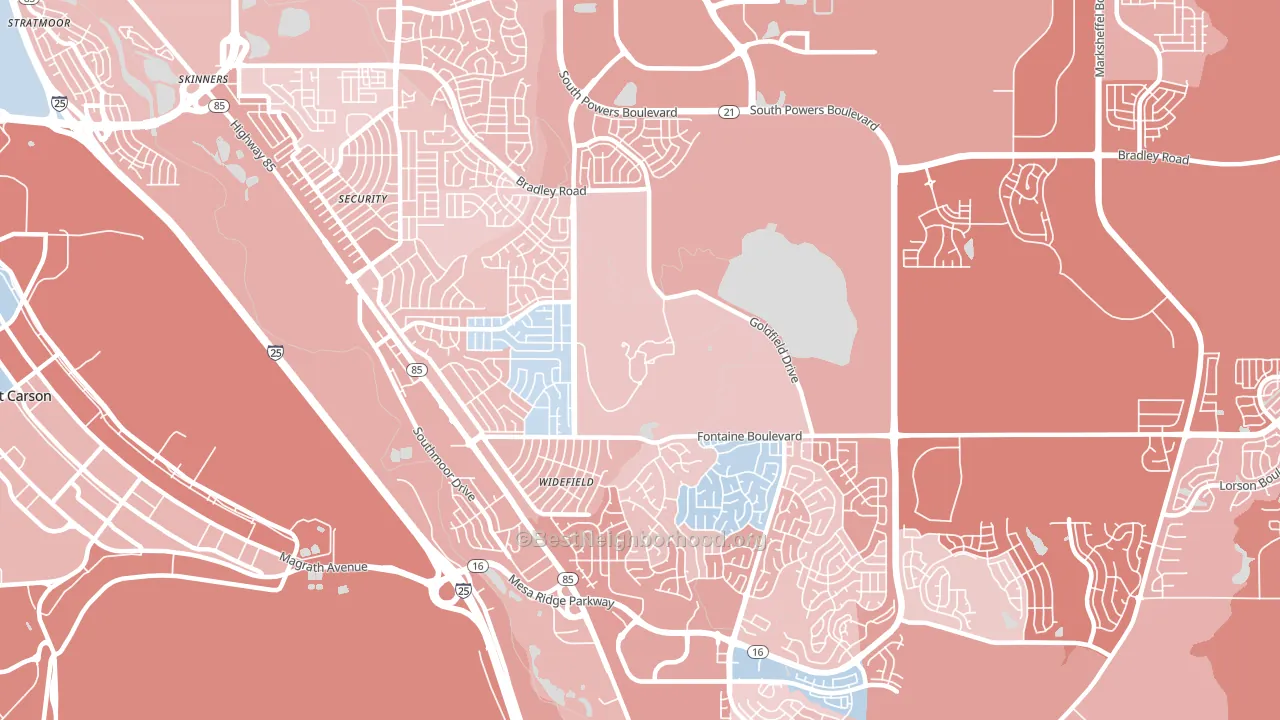 Widefield, Security-Widefield, CO block-group political-lean map