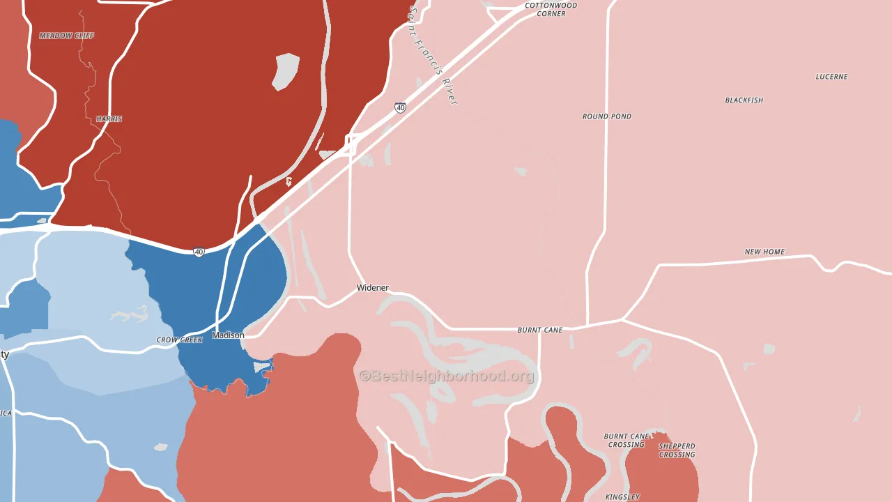 Widener, AR block-group political-lean map
