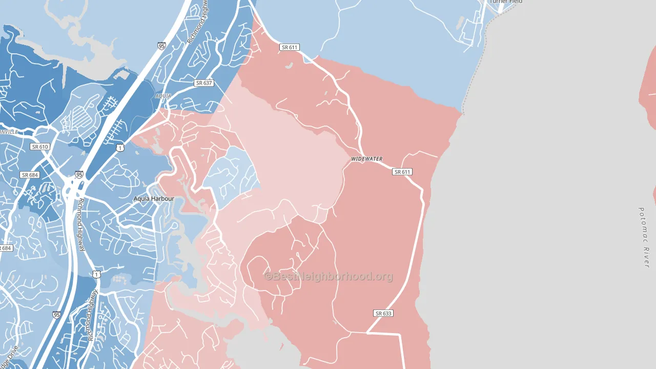 Widewater, VA block-group political-lean map