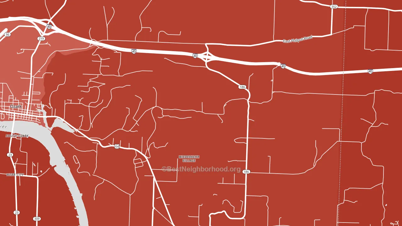 Wiederkehr Village, AR block-group political-lean map