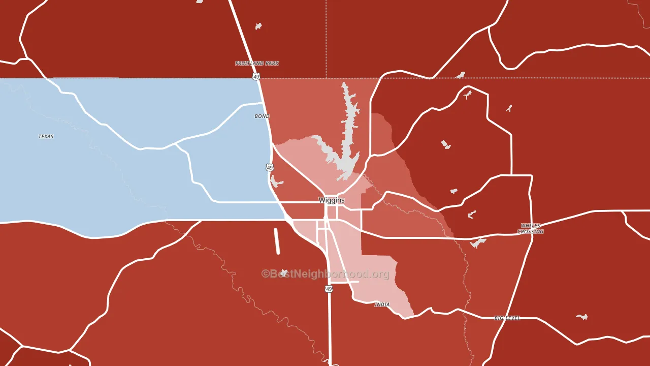 Wiggins, MS block-group political-lean map