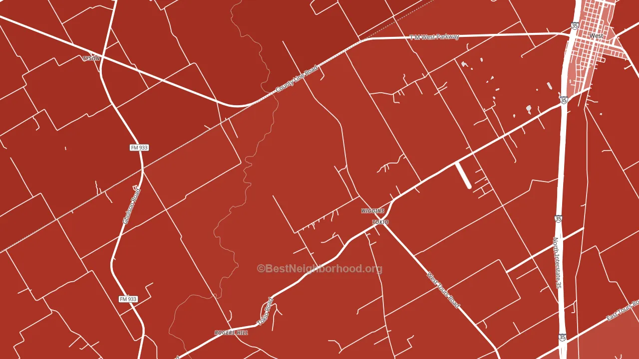 Wiggins, TX block-group political-lean map