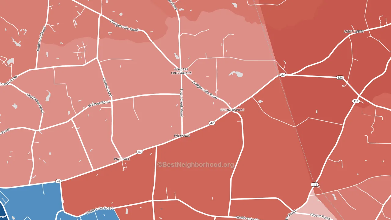 Wilbanks, NC block-group political-lean map