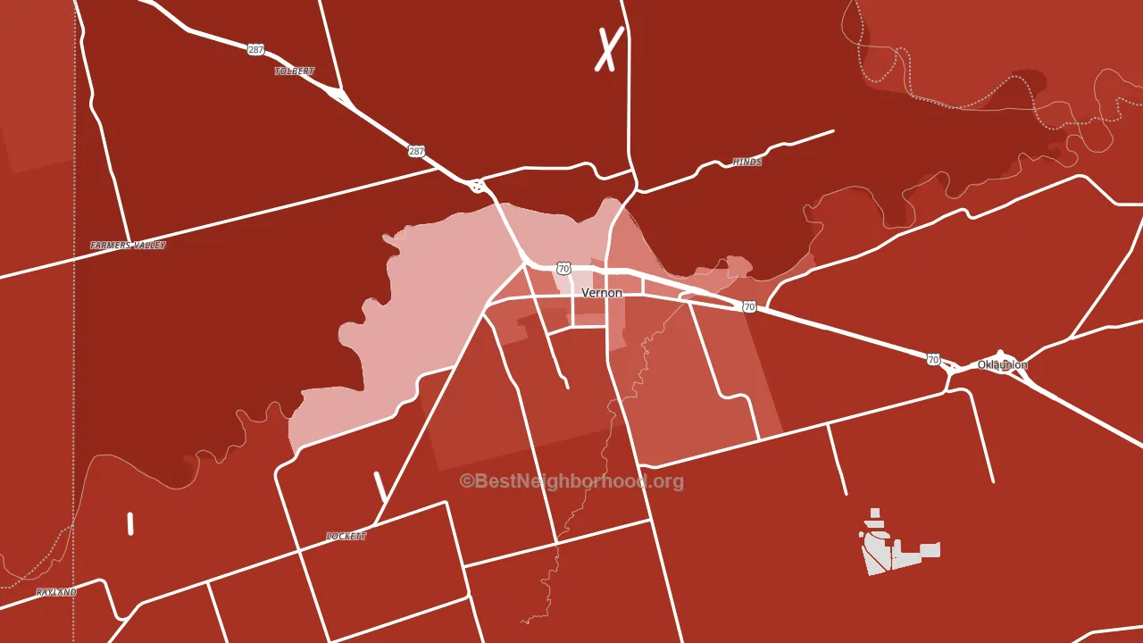 Wilbarger County, TX block-group political-lean map