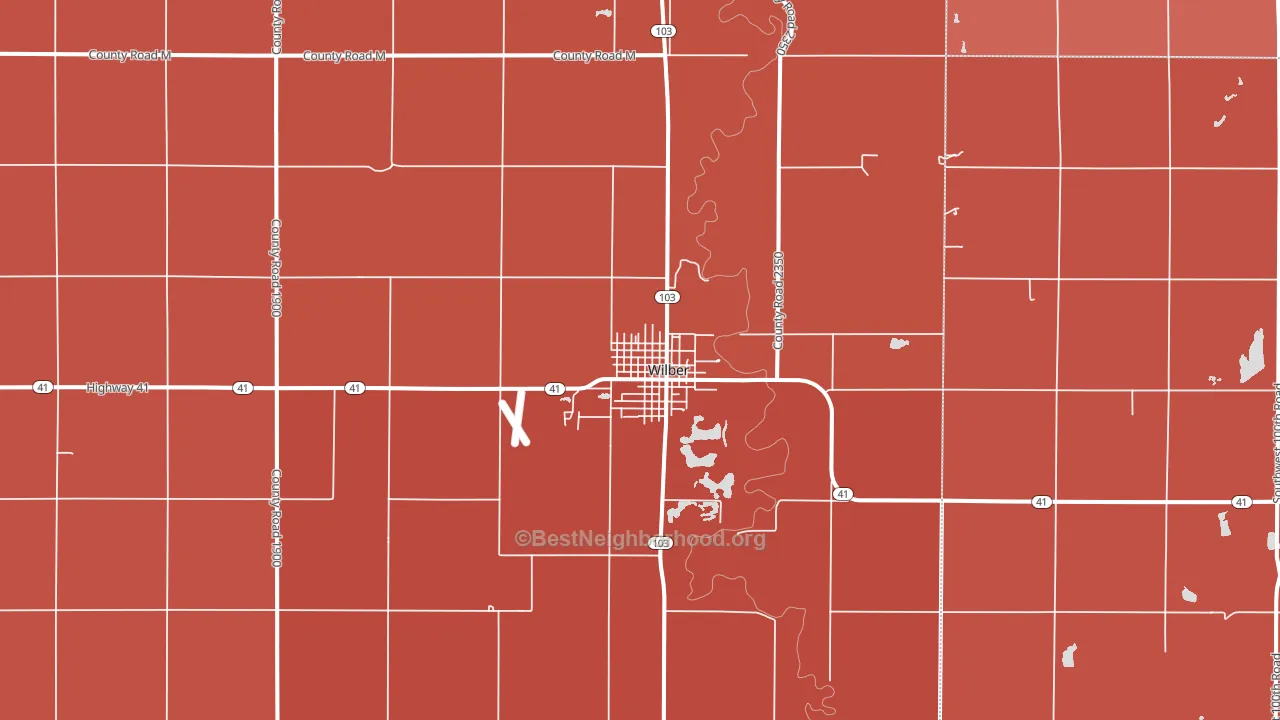 Wilber, NE block-group political-lean map