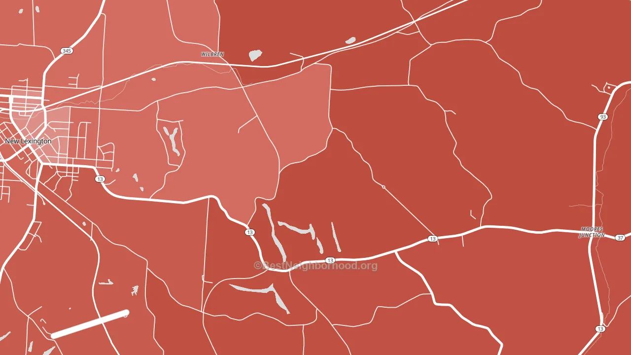 Wilbren, OH block-group political-lean map