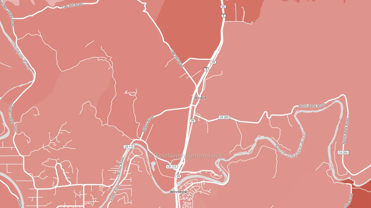 Wilbur, OR block-group political-lean map