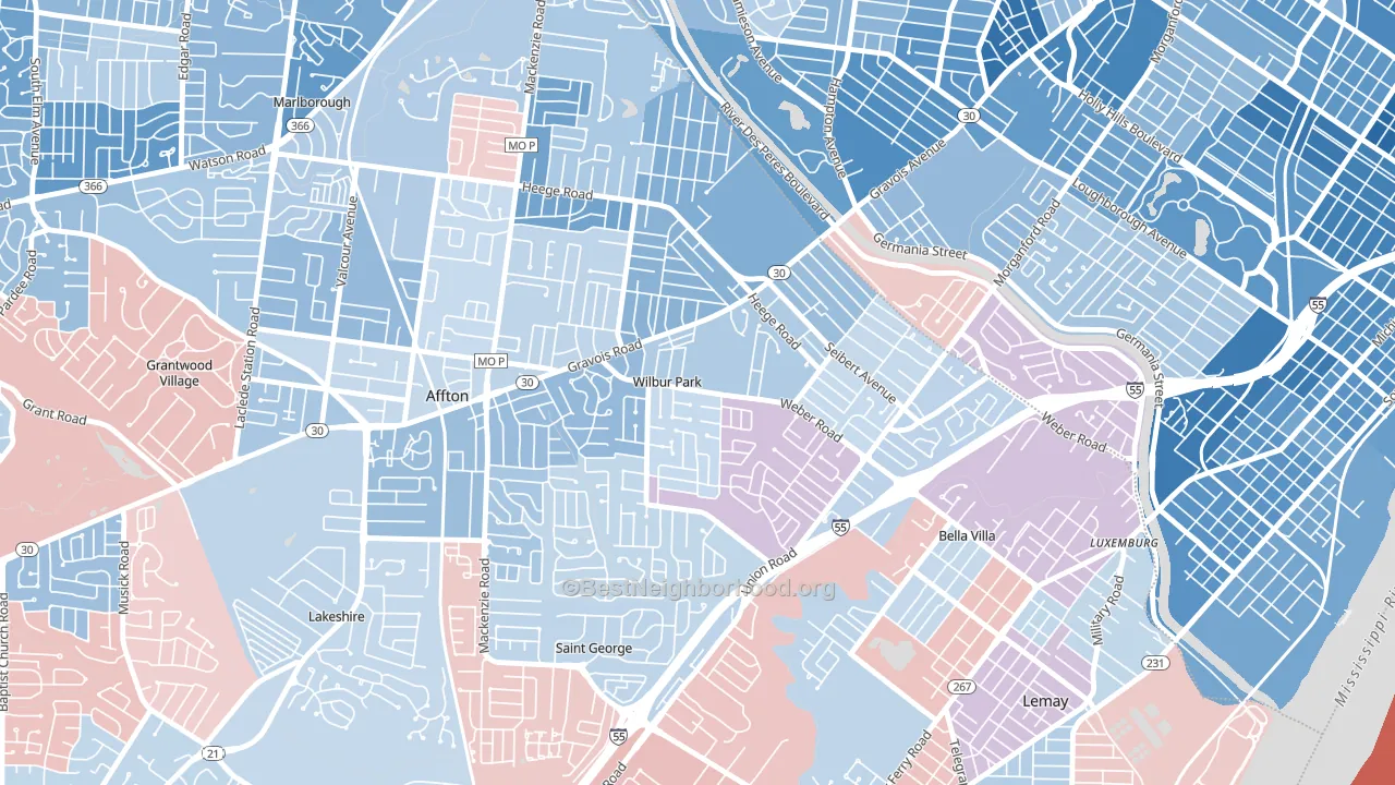 Wilbur Park, MO block-group political-lean map