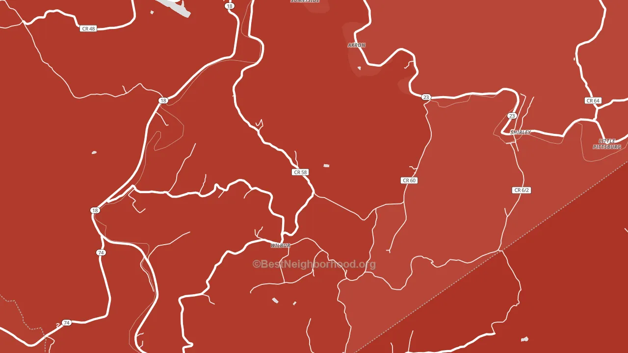 Wilbur, WV block-group political-lean map