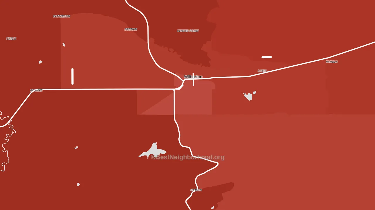 Wilburton, OK block-group political-lean map