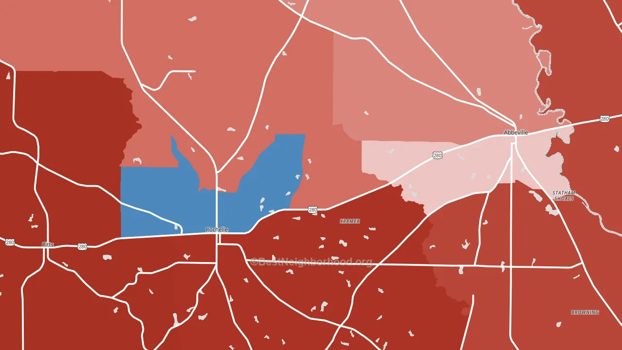 Wilcox County, GA block-group political-lean map