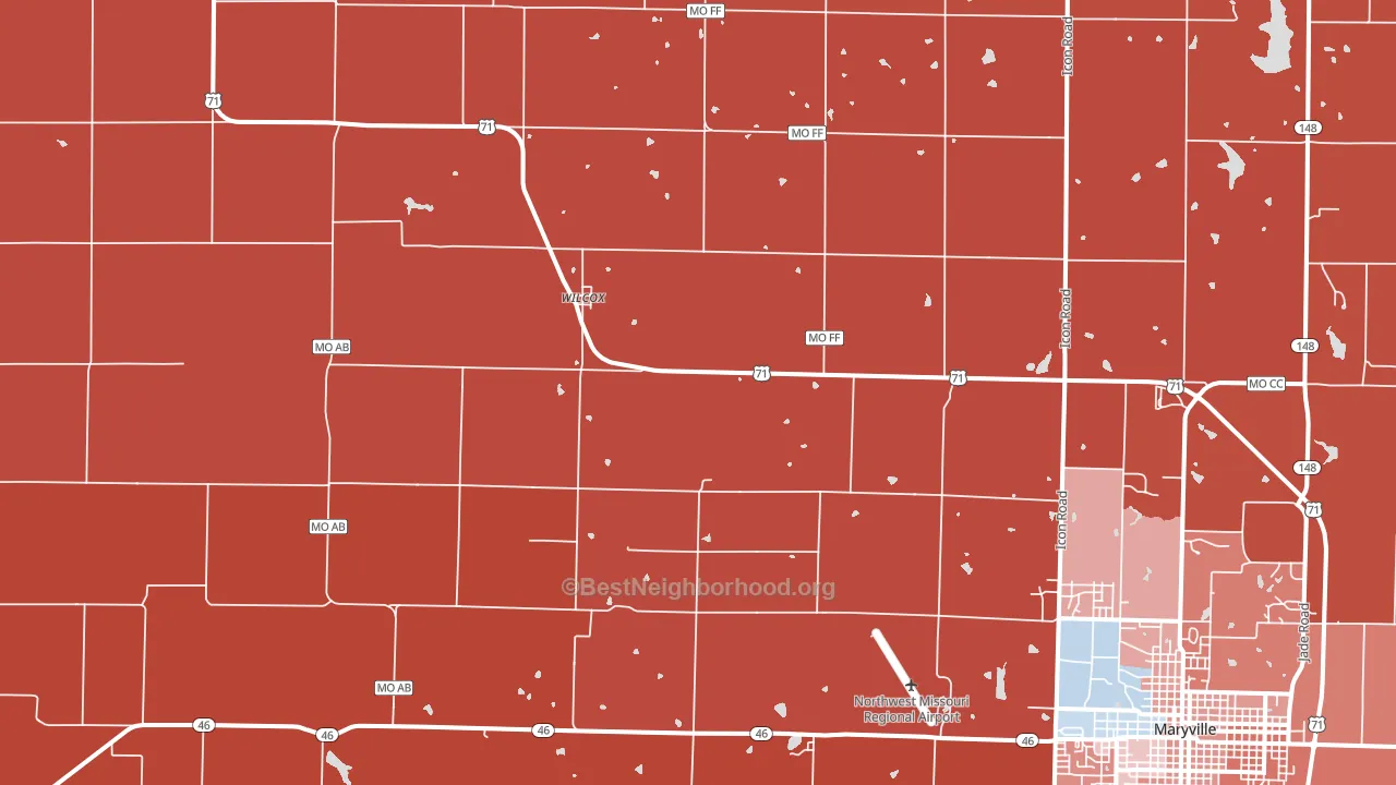 Wilcox, MO block-group political-lean map