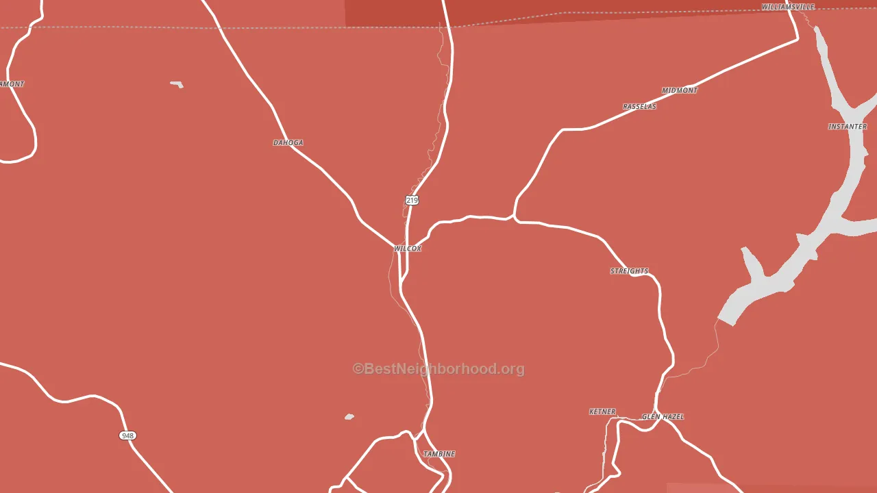 Wilcox, PA block-group political-lean map