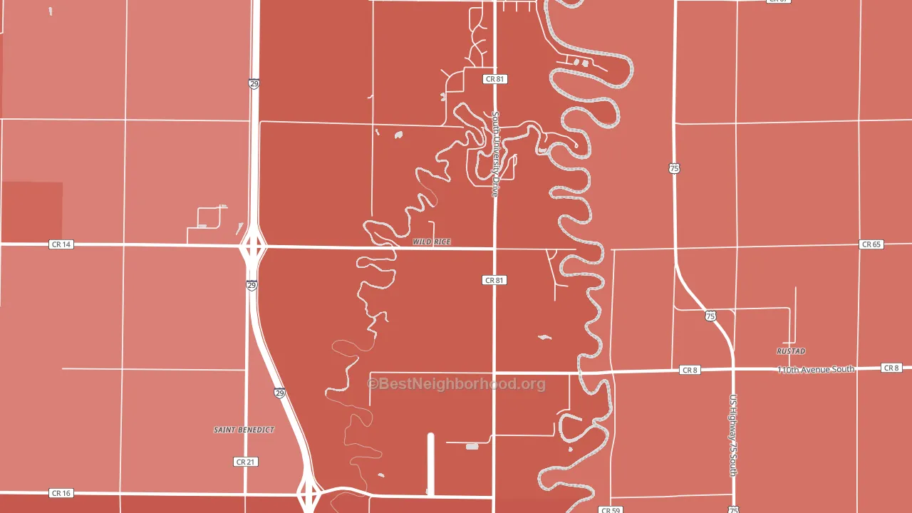 Wild Rice, ND block-group political-lean map