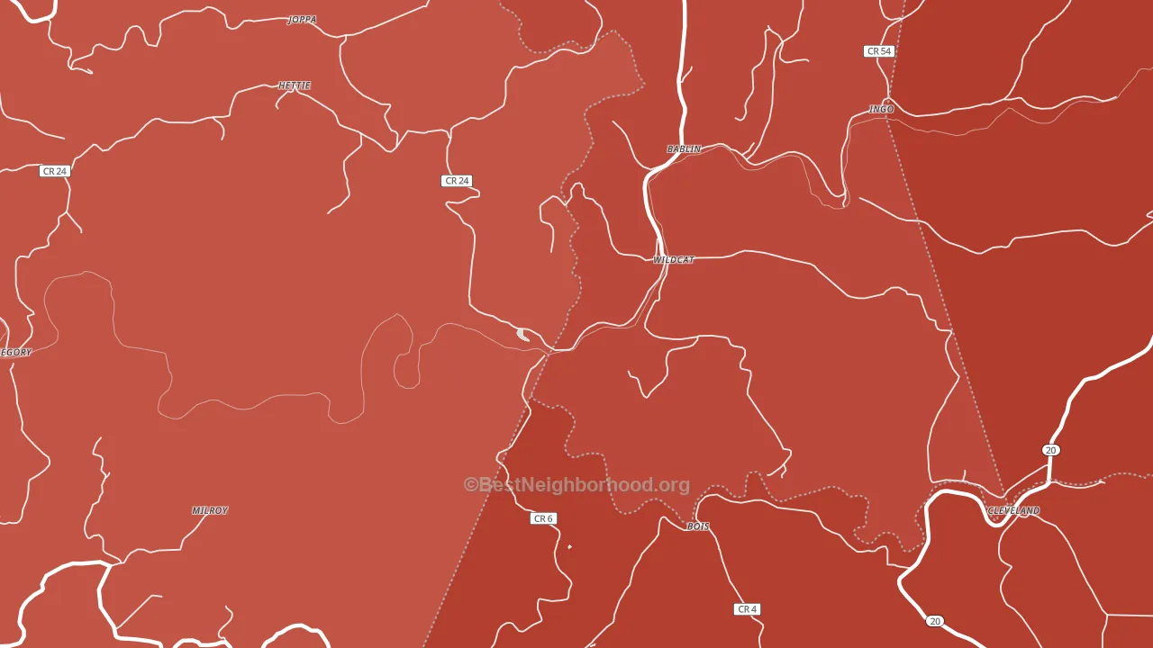 Wildcat, WV block-group political-lean map