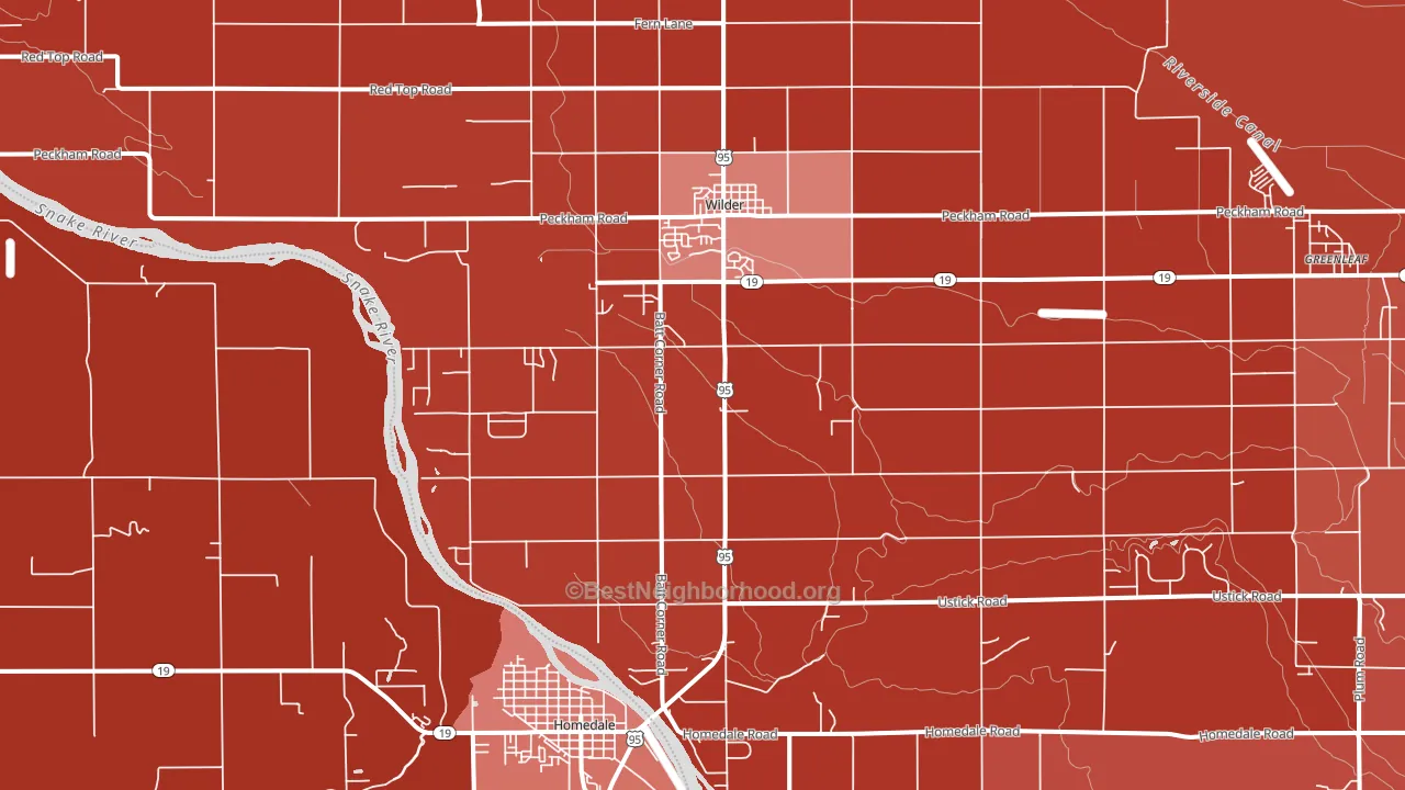 Wilder, ID block-group political-lean map