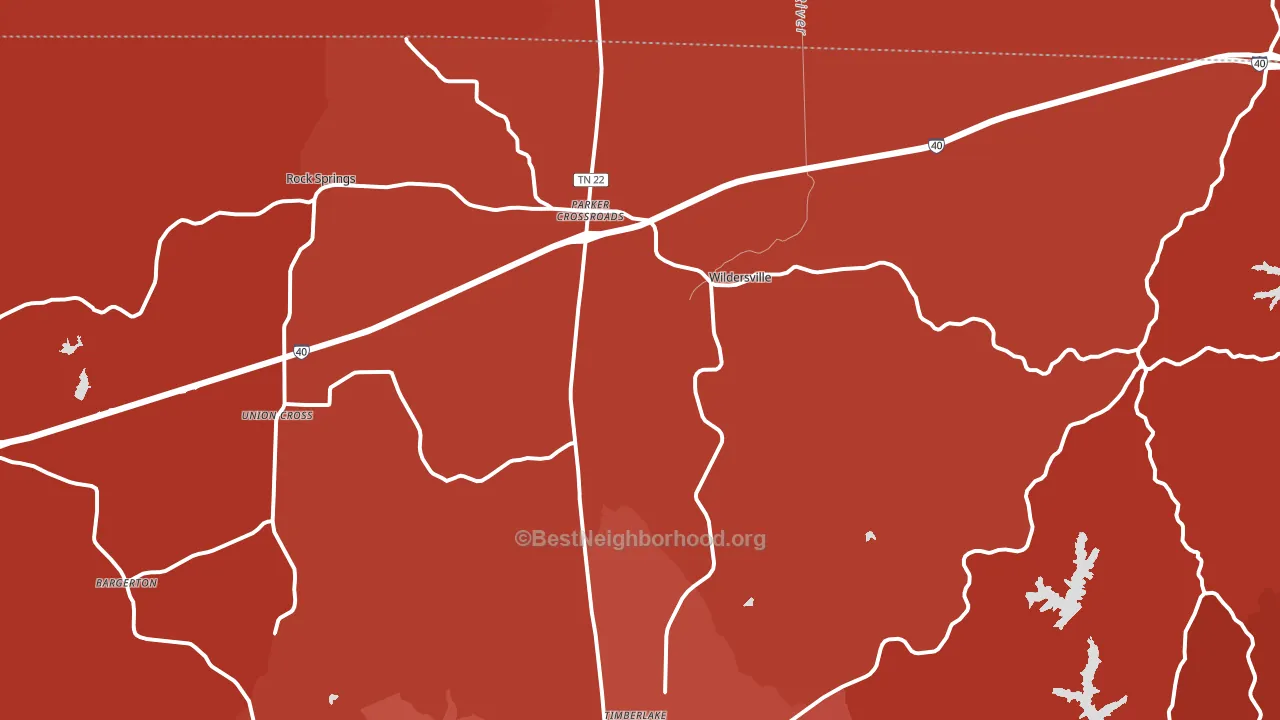 Wildersville, TN block-group political-lean map