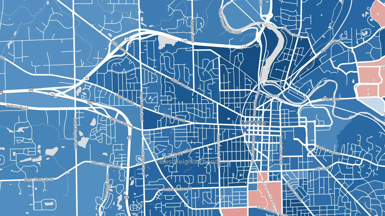 Wildwood, Ann Arbor, MI block-group political-lean map