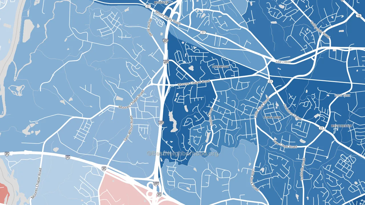 Wildwood, Charlotte, NC block-group political-lean map