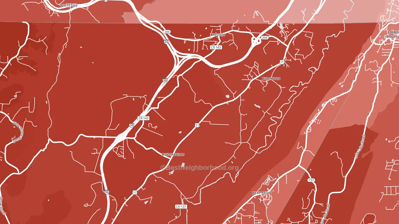 Wildwood, GA block-group political-lean map