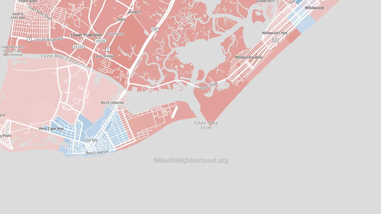 Wildwood Gables, NJ block-group political-lean map