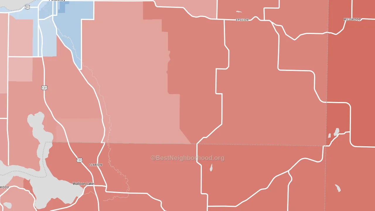 Wildwood, MI block-group political-lean map